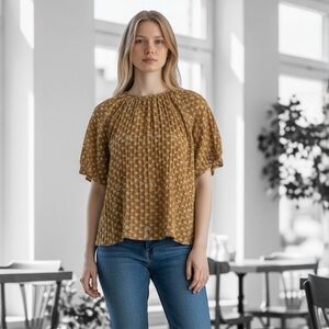 Madewell  Daisy Embroidered Blouse olive tone